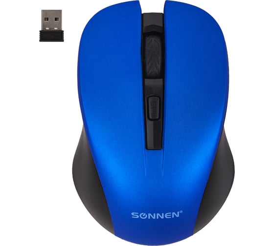 Мышь беспроводная с бесшумным кликом SONNEN V18, USB, 800/1200/1600 dpi, 4 кнопки, синяя 513515