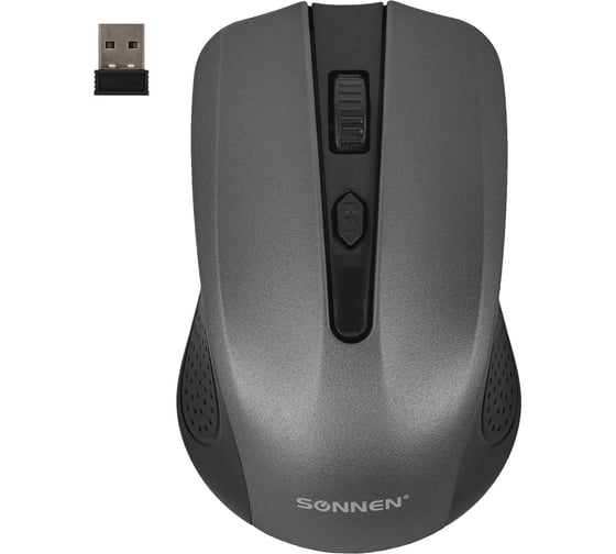 Мышь беспроводная SONNEN V99, USB, 800/1200/1600 dpi, 4 кнопки, оптическая, серая 513528