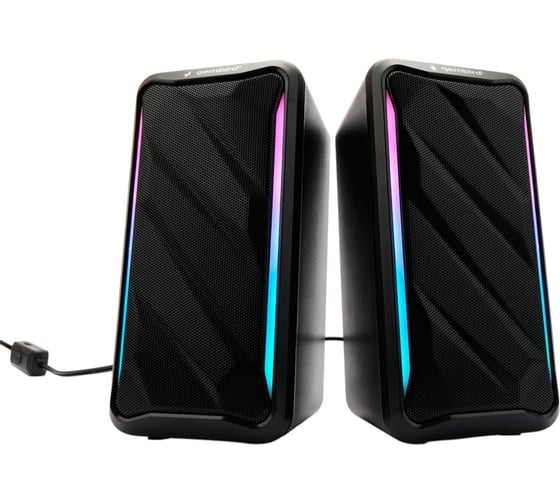 Акустическая система Gembird 2.0, 10Вт, пластик, рег.громкости, RGB подсветка, черный, SPK-305