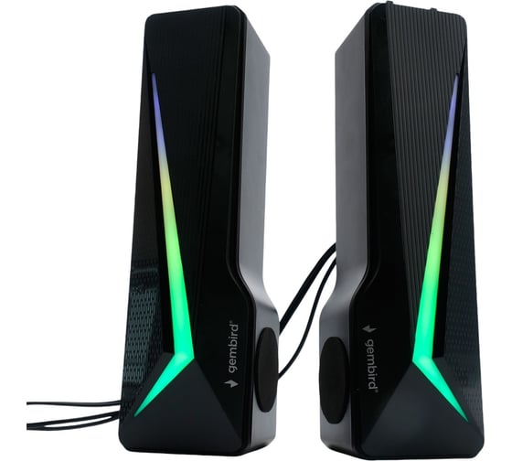 Акустическая система-трансформер Gembird 2.0, 10Вт, пластик, RGB подсветка, черный, SPK-615