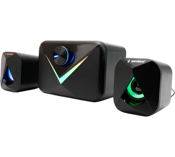 Акустическая система Gembird 2.1, 11Вт, пластик, рег.громкости, RGB подсветка, черный, SPK-21G