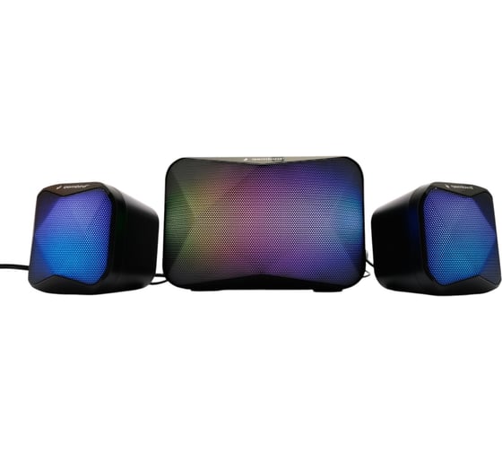 Акустическая система Gembird 2.1, 11Вт, пластик, рег.громкости, RGB подсветка, черный, SPK-21R