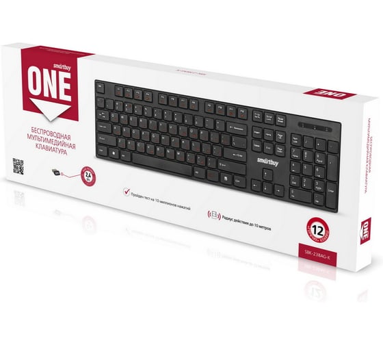 Клавиатура беспроводная мультимедийная Smartbuy серия ONE 238 черная ()/20 SBK-238AG-K