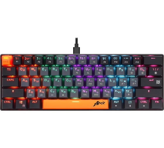 Механическая клавиатура DEFENDER Apex GK-002 RU, 3 цвета/серый, радужный, 61к, крас.св 45002