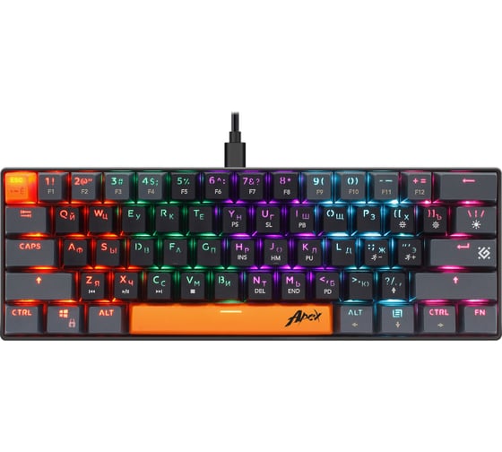 Механическая клавиатура DEFENDER Apex GK-002 RU, 3 цвета/черн, радужный, 61к, крас, св 45003