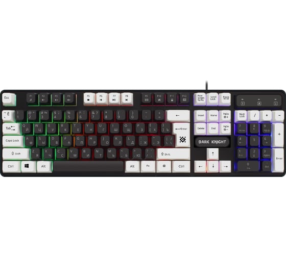 Проводная игровая клавиатура DEFENDER Dark Knight GK-077 RU, черно-белый, 104кн, радужная 45077