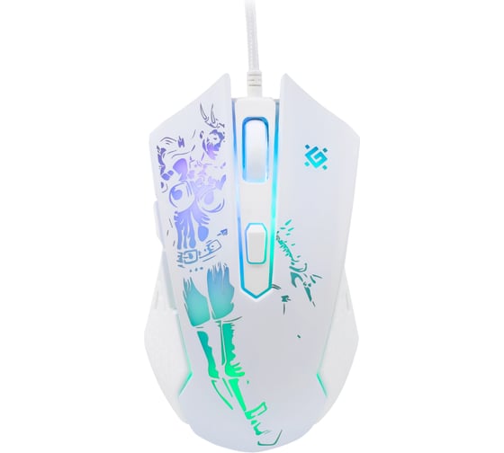 Проводная игровая мышь DEFENDER Sin'Sister GM-933 белый, 6к, 800-7200dpi, 1.5м, +ковер 52932