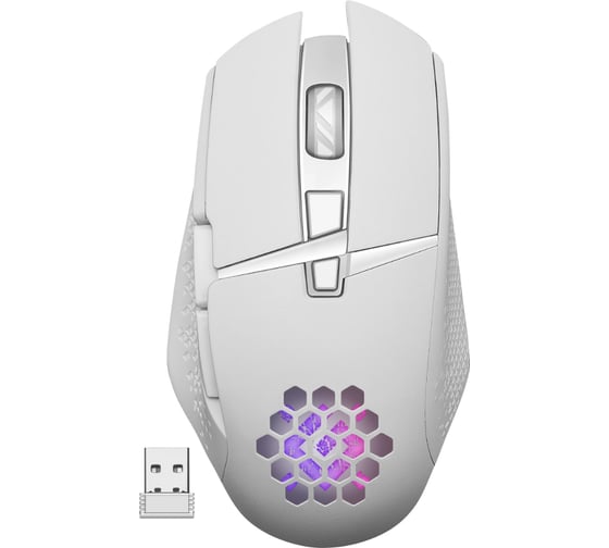 Беспроводная игровая мышь DEFENDER Glory GM-514 белый, LED, 7D, 400 мАч, 3200dpi 52513