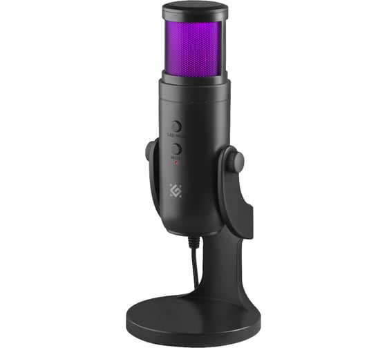 Игровой стрим микрофон DEFENDER Galactar GMC 250 USB, LED, провод 1.5 м 64625