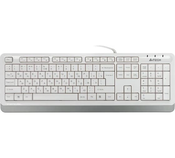 Клавиатура A4TECH FK10 белый/серый USB (FK10 WHITE) каб.:1.5м 1147536
