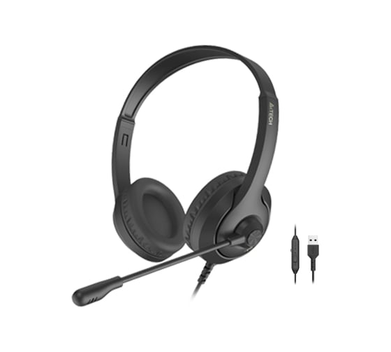 Наушники с микрофоном A4TECH Fstyler FH100U белый/черный 2м накладные USB (FH100U (PANDA)) 1774524