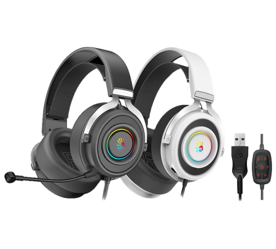 Наушники с микрофоном A4TECH Bloody G535 белый/черный 2м мониторные USB (G535 (BLACK+WHITE) USB) 1619404