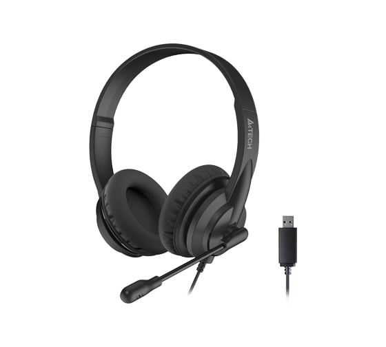 Наушники с микрофоном A4TECH HU-10 черный 2м накладные USB (HU-10/USB/BLACK) 1611400