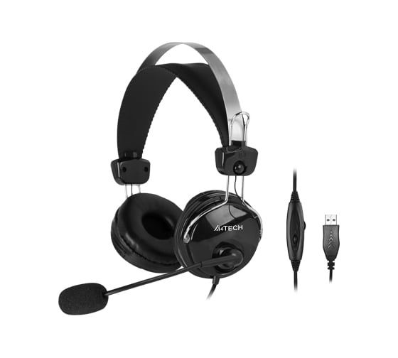 Наушники с микрофоном A4TECH HU-7P черный 2м накладные USB 1379906