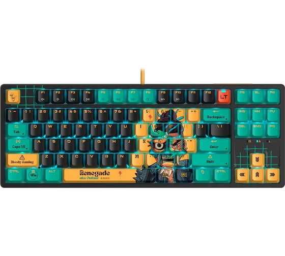 Клавиатура A4TECH AT87 Renegade черный/зеленый USB for gamer LED (AT87) кабель 1.8м 2027360