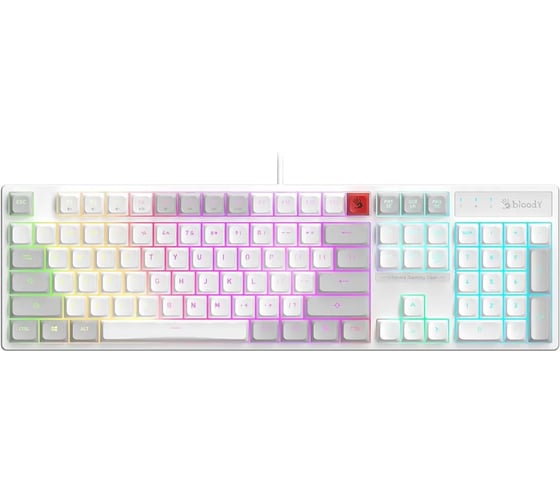 Клавиатура A4TECH Bloody B230N белый USB Multimedia for gamer LED (B230N) кабель 1.8м 2130408