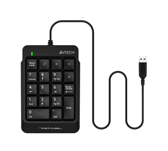 Числовой блок A4TECH FK13P черный USB slim для ноутбука (FK13P BLACK) кабель 1.5м 1359931