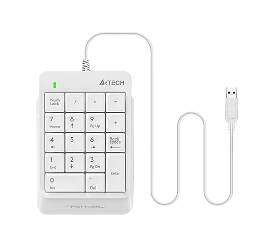 Числовой блок A4TECH FK13P белый USB slim для ноутбука (FK13P WHITE) кабель 1.5м 1379893