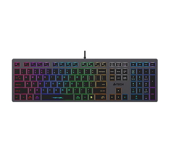 Клавиатура A4TECH FX60H серый USB slim LED (FX60H GREY/NEON) кабель 1.5м 1787860 1