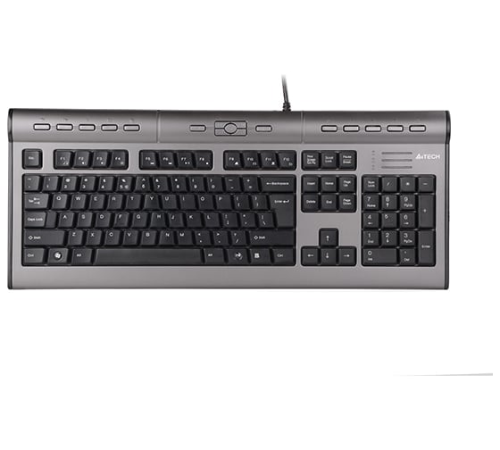 Клавиатура A4TECH KLS-7MUU серебристый/черный USB slim Multimedia (KLS-7MUU USB) кабель 1.5м 94395