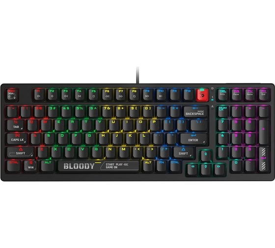 Клавиатура A4TECH S98 механическая черный USB for gamer LED (S98 BLACK) кабель 1.8м 1942192