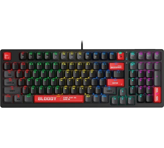 Клавиатура A4TECH S98 механическая красный/красный USB for gamer LED (S98 RED) кабель 1.8м 1942328