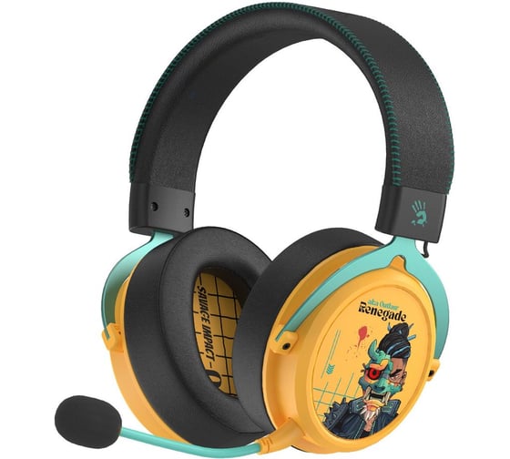 Наушники с микрофоном A4TECH Bloody MR595 Renegade желтый мониторные BT/Radio (MR595) 2000429