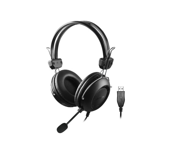 Наушники с микрофоном A4TECH HU-35 черный 2м накладные USB 1379904