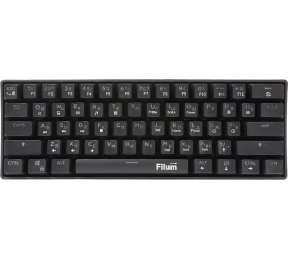 Клавиатура Filum FL-GKBM10 игровая механическая, проводная, 61кл., 60%, Rainbow, Hotswap, дв. пуллер, свичи Outemu, 3 сменных, длина провода: 1,5м 00-01102472
