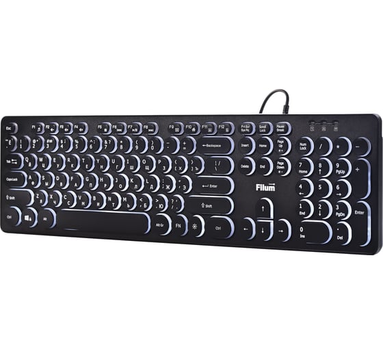 Клавиатура Filum FL-KB30-BK USB 104 кл., проводная, низкопрофильная, мембранная, LED, черная, с подсветкой 3 уровня, круглые клавиши, Windows XP/Vista 00-01253184