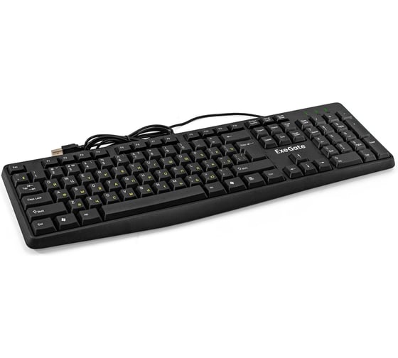 Клавиатура ExeGate Smart K120 USB, полноразмерная, влагозащищенная, 104кл., Enter большой, длина кабеля 1,6м, черная, RTL 298364