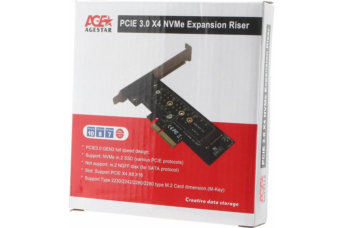 Адаптер AgeStar PCI-E для M.2 NGFF SSD, AS-MC01 - выгодная цена, отзывы ...