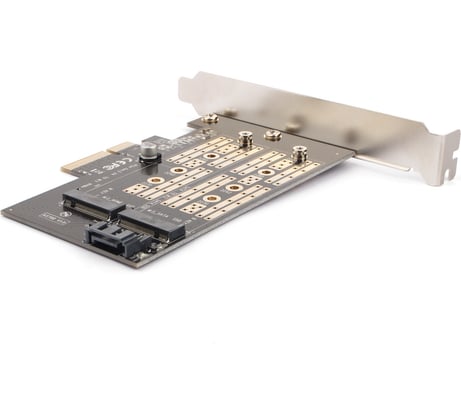 Адаптер AgeStar PCI-E для M.2 SATA SSD+M.2 NVME SSD Card, AS-MC02