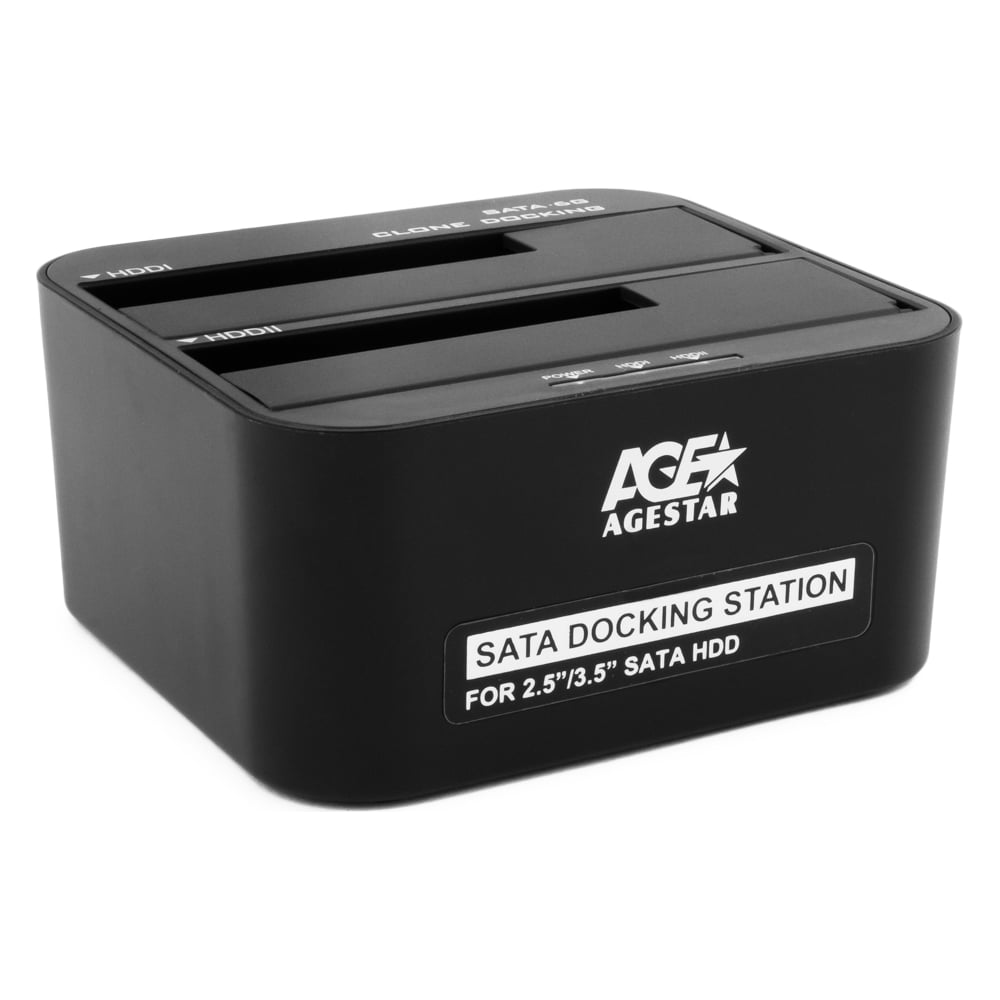 Докстанция AgeStar USB 3.0 2x2.5"/3.5" SATA HDD/SSD, пластик, черный ...