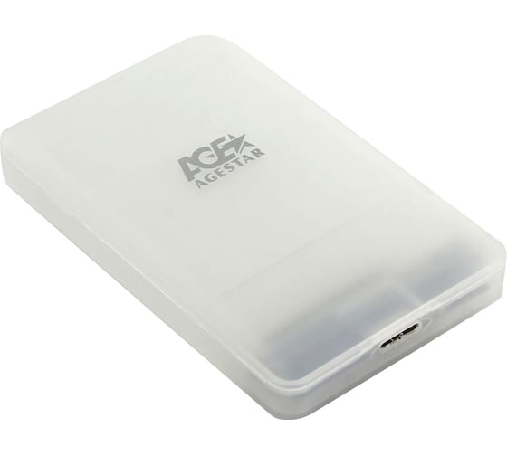 Внешний корпус AgeStar USB 3.0 2.5" SATAIII HDD/SSD, USB 3.0, пластик, безвинтовая конструкция белый, 3UBCP3 (WHITE) 1