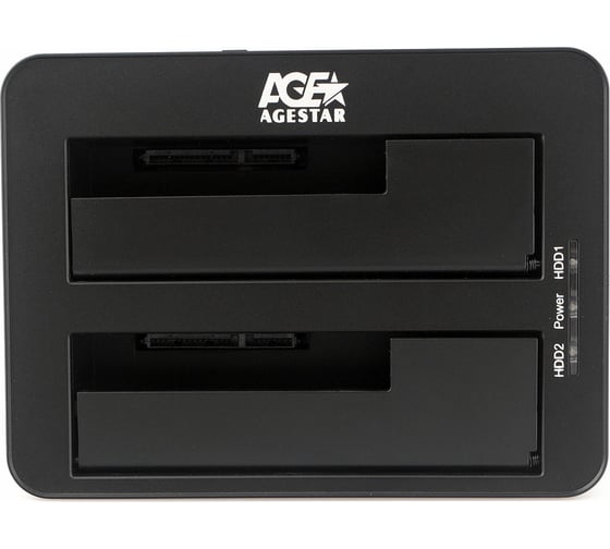 Докстанция AgeStar USB 3.0 2x2,5"/3,5" SATAIII, clone, пластик+алюминий, черная, 3UBT8 (BLACK)
