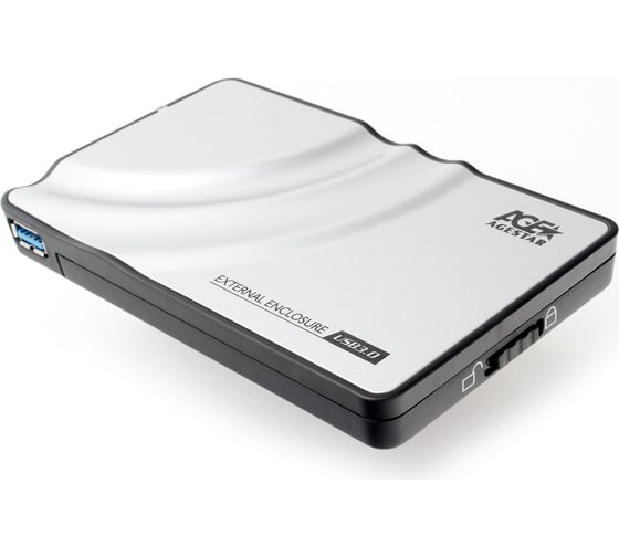 Внешний корпус AgeStar USB 3.0 2.5" SATA HDD/SSD, алюм, серебристый, безвинтовая констр, 3UB2P