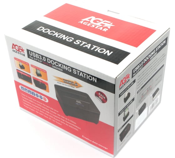Докстанция AgeStar USB 3.0 2,5"/3,5" SATAIII, пластик+алюминий, серебристый, 3UBT7 (SILVER)