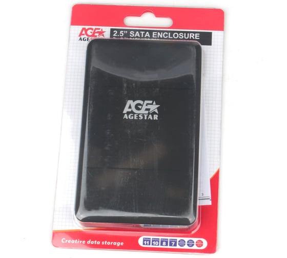 Внешний корпус AgeStar USB 3.0 2.5" SATAIII HDD/SSD, USB 3.0, пластик, черный, 3UBCP3 (BLACK)
