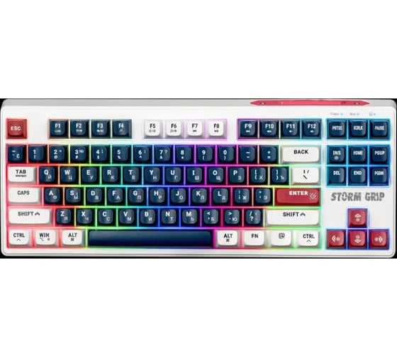 Беспроводная клавиатура DEFENDER Storm Grip GK-188 RU,бел/син,87+FN,радуж,2.4G+BT 45188