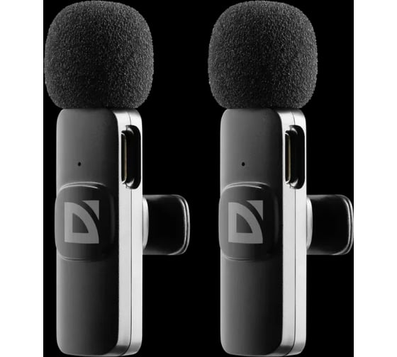 Петличный микрофон DEFENDER Talky-138 wrls, черный, на прищепке, 2шт 64138