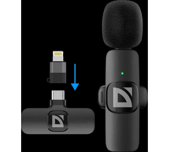 Петличный микрофон DEFENDER Talky-137 wrls, черный, 1шт, адаптер 64147