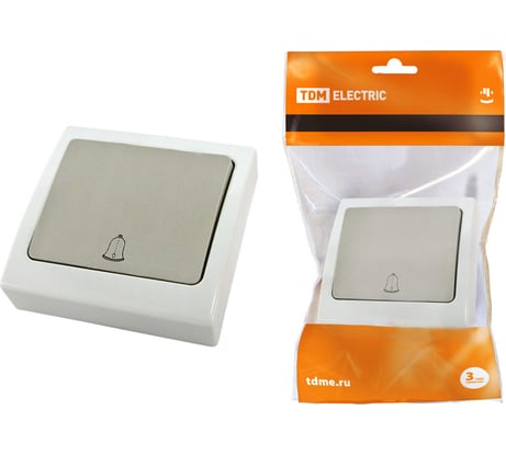 Звонковая кнопка TDM ELECTRIC скрытой установки IP54 6A серая Вуокса SQ1803-0106