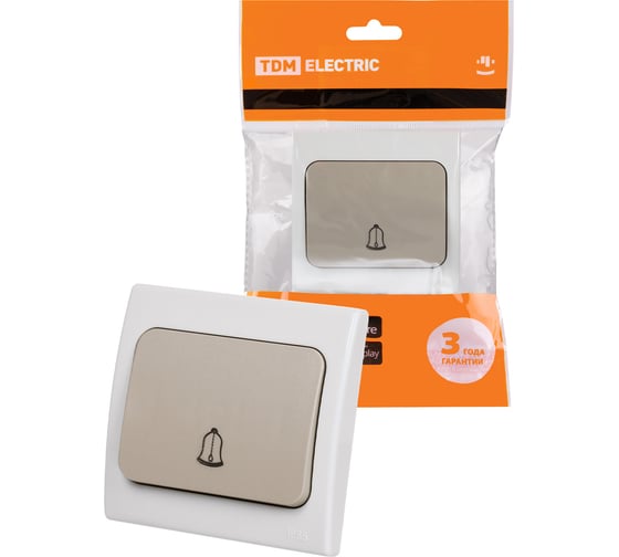 Звонковая кнопка TDM ELECTRIC скрытой установки IP54 6A серая Вуокса SQ1803-0106