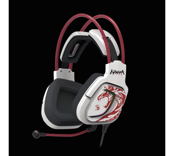 Наушники с микрофоном A4Tech Bloody G575 Naraka белый/красный 2м мониторные USB (G575 NARAKA) 1857942