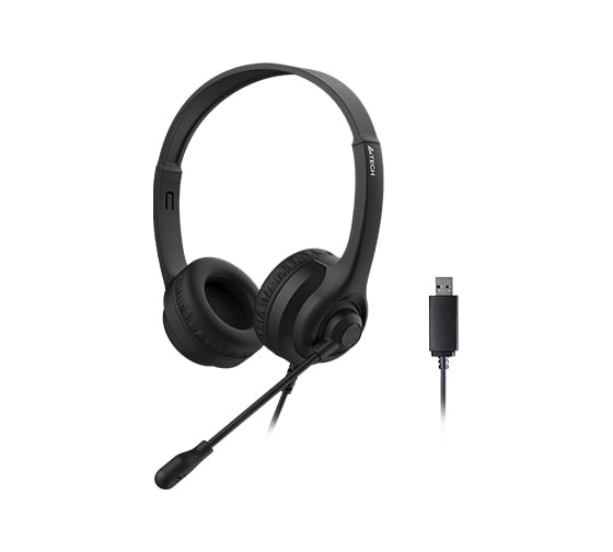 Наушники с микрофоном A4Tech HU-8 черный 2м накладные USB 1874958
