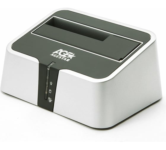 Докстанция AgeStar USB 3.0 2,5/3,5 SATA HDD USB3.0+eSATA, пластик, сереб, 3CBT2-6G (SILVER)