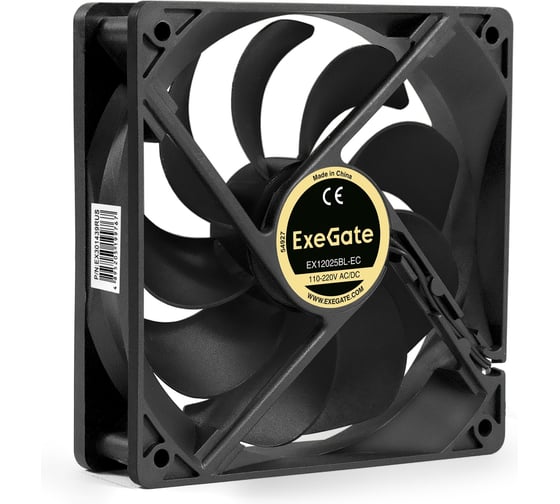 Вентилятор ExeGate EC EX12025BL-EC Electronically Commutated, 110-220V AC/110-220V DC, 120x120x25, 2-Ball двойной шарикоподшипник , провод 30 см, 2500RPM, 38 301439