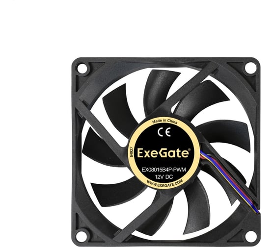 Вентилятор ExeGate EX08015B4P-PWM 80x80x15 мм, 2-Ball двойной шарикоподшипник , 4pin, PWM, 24dBA 288924