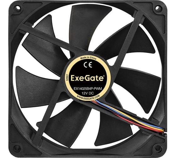 Вентилятор ExeGate EX14025B4P-PWM 140x140x25 мм, двойной шарикоподшипник, 4pin, PWM, 28dBA 288929